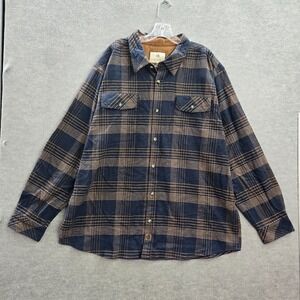 Legendary Whitetails Men Button Up Shirt 2XL Blue Plaid Flannel Buck Camp